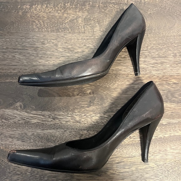 SAINT LAURENT 2000s Y2K POINTED TOE PUMPS CHOC BROWN LEATHER SIZE IT 40.5 - Picture 5 of 10